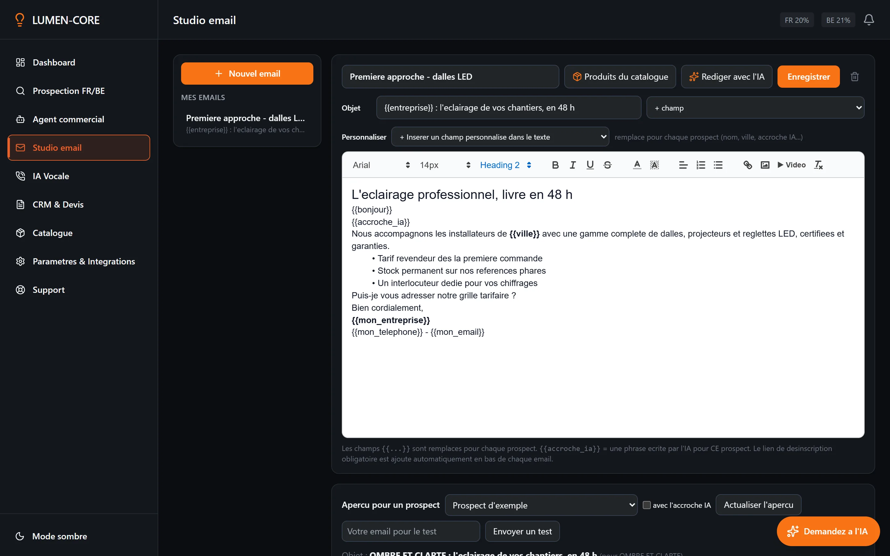 Le studio d'écriture des emails